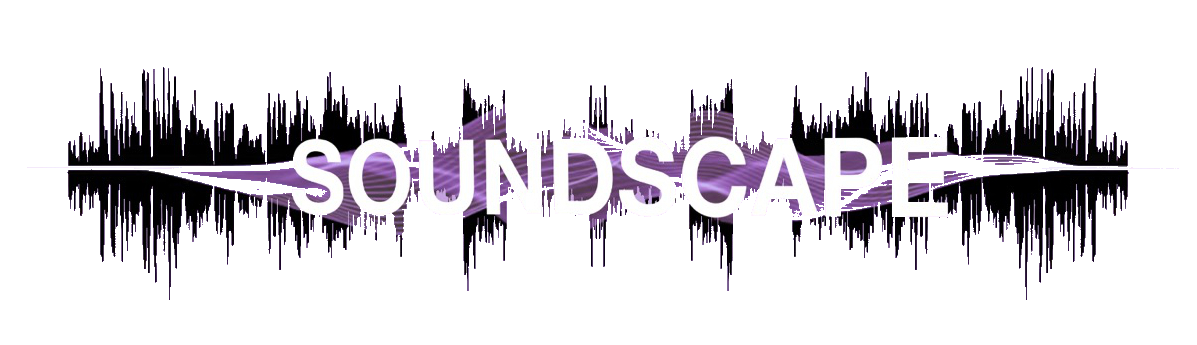 Soundscape Logo - Sound wave visualization in black on purple background